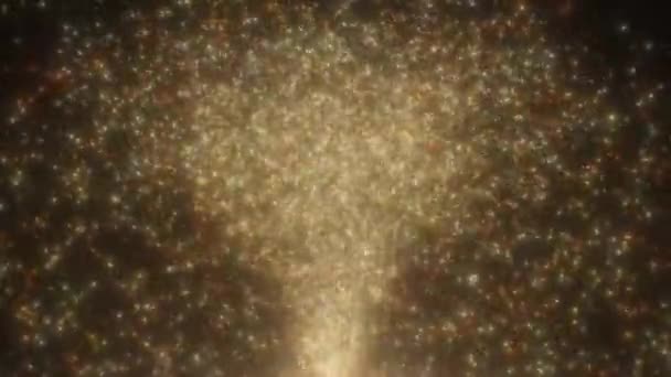 Mooie gouden deeltjesfontein van glanzende Sparkle Shimmer Dust - 4K naadloze VJ Loop Motion Achtergrond Animatie — Stockvideo