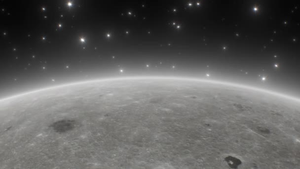 Bella vista sulla luna Superficie lunare Spazio esterno Cielo scintillare stelle - 4K Seamless VJ Loop Animazione di sfondo — Video Stock