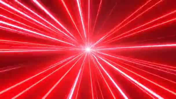 Fast Moving Laser Lights Tunnel of Red Neon Wormhole Stars Tunnel - 4K Seamless VJ Loop Motion Background Animação — Vídeo de Stock