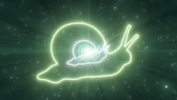 Slimy Snail Garden Slug Shell forma contorno resplandor luces de neón túnel - 4K Seamless VJ Loop movimiento fondo animación — Vídeo de stock