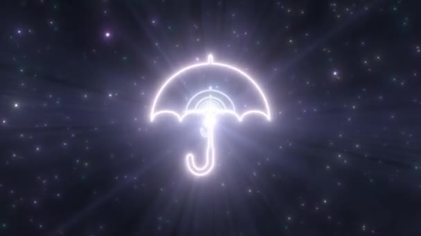 Deštník Tvar Obrys Žhnoucí Neonové Světla Tunel Abstraktní částice - 4K Bezešvé VJ Loop Motion Background Animation — Stock video