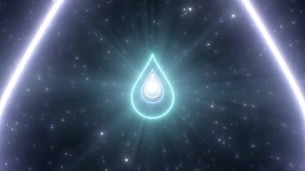 Vatten Teardrop form droppe skiss Vår säsong Neon Lights Tunnel - 4K Sömlös VJ Loop Motion Bakgrund Animation — Stockvideo