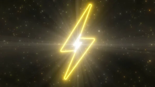 Lightning Bolt Strike Символ Форма Начерки Освітлювальні неонові вогні тунель - Абстрактні текстури тла — стокове фото