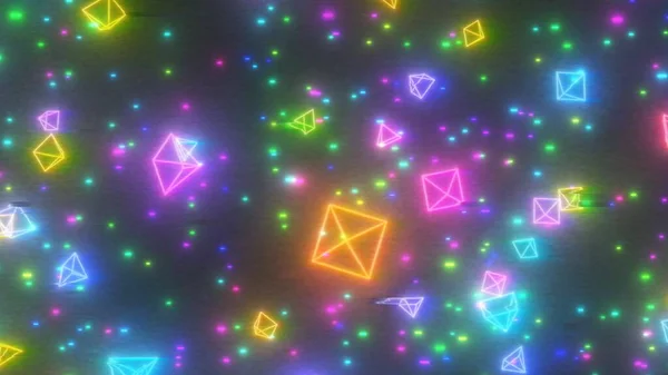 Retro 80s Rainbow Color Telewizor Rama piramid Glitchy Space - Streszczenie tekstury tła — Zdjęcie stockowe