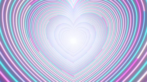 Pink and Blue Endless Heart Tunnel Portal Luzes brilhantes de néon - Textura de fundo abstrato Imagem De Stock
