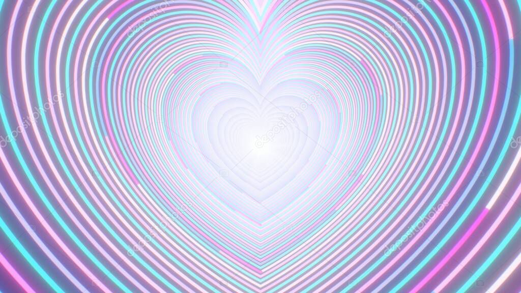 Pink and Blue Endless Heart Tunnel Portal Bright Glowing Neon Lights - Abstract Background Texture