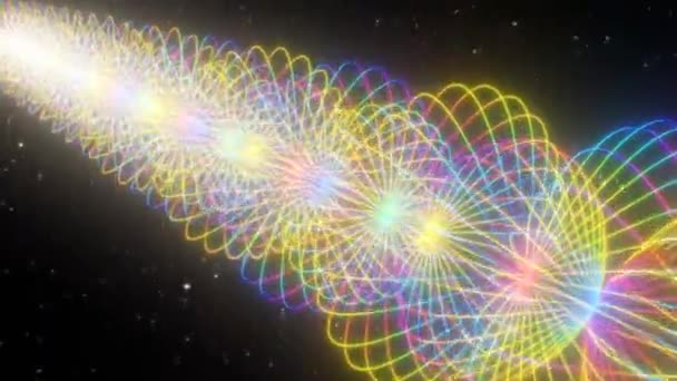 Résumé Spectre géométrique arc-en-ciel qui coule Lignes de courbe néon dans l'espace - Animation de fond de boucle VJ sans couture 4K — Video