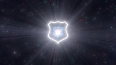 Savunma Kalkanı Polis Teşkilatı Şekli Parlayan Neon Işık Tüneli - 4K Kusursuz VJ Döngüsüz Arkaplan Animasyonu