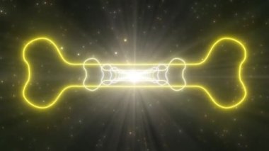 Köpek Kemiği Şekli Hayvan Oyuncağı Parlayan Neon Işık Tüneli Parçacıkları - 4K Kusursuz VJ Döngüsüz Arkaplan Animasyonu
