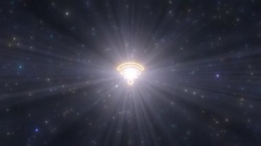 Wi-Fi Logo Sembol Şekli Ana Hatlar Parlak Neon Işıklar Tünel Portal - 4K Kusursuz VJ Döngüsüz Arkaplan Animasyonu