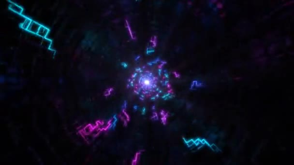 Sci-Fi Futuristic Tunnel Wormhole of Fast Glowing Electric Neon Lines - 4KシームレスVJ Loop Motion背景アニメーション — ストック動画