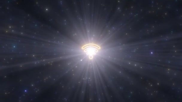 Wi-Fi Логотип Символ Форма Контурні лінії Світло Неонові вогні Тунельний портал - 4K Безшовні VJ Loop Motion Тло анімації — стокове відео