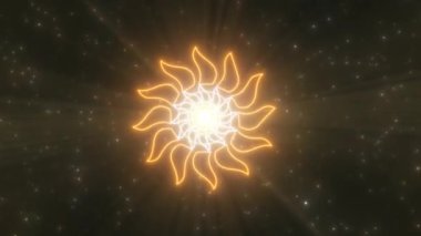 Sıcak Yanan Yaz Güneşi Şekli Neon Işıkları Tüp Portal Taşımacılığı - 4K Kusursuz VJ Döngü Döngüsü Arkaplan Animasyonu