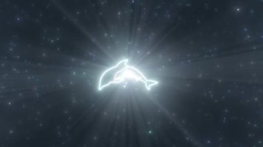 Okyanus Yunusu Su Yaratıkları Şekli Parlak Neon Işıkları Tüneli - 4K Kusursuz VJ Döngüsüz Arkaplan Animasyonu