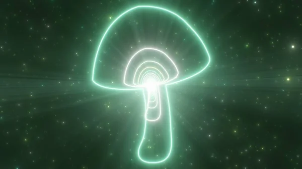 蘑菇菌类植物外形轮廓发光霓虹灯隧道入口.背景结构摘要 — 图库照片
