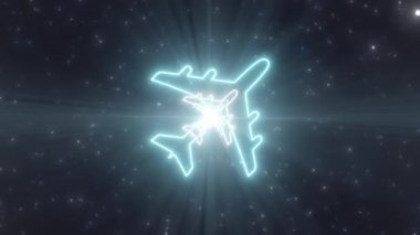 Uçak Modu Simgesi Wifi Şekli Dış Hatlar Parlak Neon Işıkları Tünel Portali - 4K Kusursuz VJ Döngüsüz Arkaplan Animasyonu