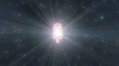 Buzlu Buzlu Şeker Şekli Yaz Taslak Parlayan Neon Işıkları Tüneli - 4K Kusursuz VJ Döngüsüz Arkaplan Animasyonu