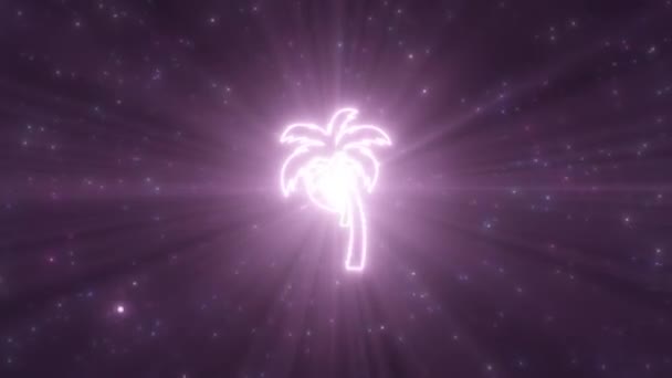 Estetisk palm träd Vaporwave form kontur glöd Neon Lights Tunnel - 4K sömlös VJ Loop Motion Bakgrund Animation — Stockvideo