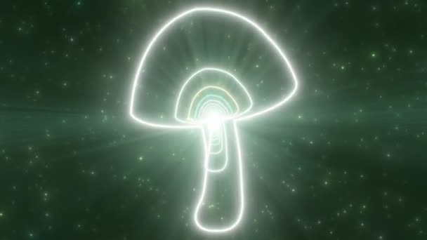 Grzyb grzyb roślin kształt zarys świecące neony światła tunelu Portal - 4K Płynny VJ pętli ruchu tło animacja — Wideo stockowe