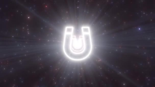 U Magnet Shape Outline Moving Glow Neon Lights Tunnel Portal Shines - 4K Zökkenőmentes VJ Loop Motion Háttér Animáció — Stock videók