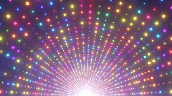 Tęczowy tunel łukowy Bright Flash Neon Glow Spectrum Dots Lights - Streszczenie tekstury tła — Zdjęcie stockowe