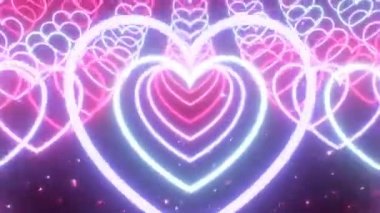 Eğri Aşk Tünelleri Parlayan Neon Işıklar Dönen Dönen Hızla - 4K Kusursuz VJ Döngüsüz VJ Döngüsü Arkaplan Animasyonu