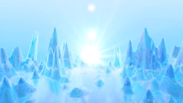 透明冰冻景观中的蓝冰尖峰场- - 4K无缝隙VJ环运动背景动画 — 图库视频影像