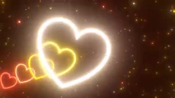 Flaming Hot Hearts Light Speed Fast Flashing 3D Roller Coaster Tunnel - 4K Seamless VJ Loop Motion Background Animation — Vídeo de stock