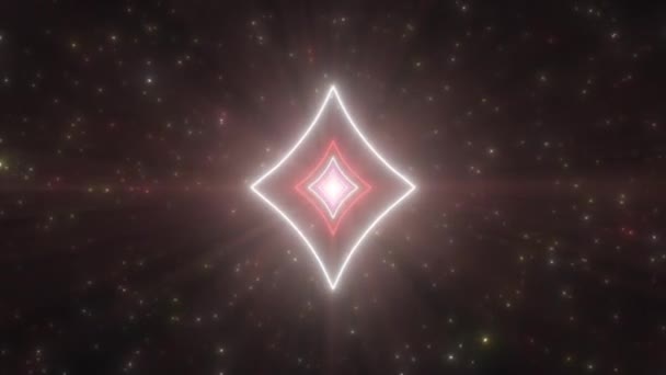 Diamantový tvar obrys hrací karty Červená záře Neon Light Tunnel Portal - 4K bezešvé VJ smyčka pohybu pozadí animace — Stock video