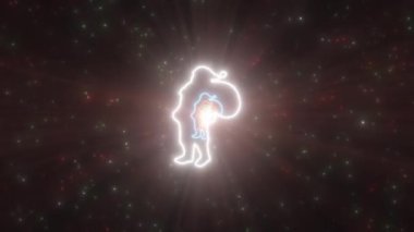 Noel Baba Şekli Noel Tatili Tasviri Parlak Neon Işıkları Tüneli - 4K Kusursuz VJ Döngüsüz Arkaplan Animasyonu