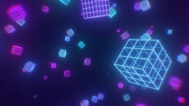 Tel çerçevenin içinden Uçmak Sentetik Retro Neon Ultraviyole Parıltısı - Soyut Arkaplan Dokusu