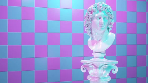 Aesthetic Vaporwave Statue Changing Gradient Mood Lights Shifts Color - Abstract Background Texture