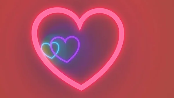 Flying Heart Ring Tunnel Rainbow Glowing Illumination Tube Abstract Background — ストック写真