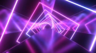 Geleceğin Neon Lazer Twist Kareleri Flüoresan Ultraviyole Işıklar Tüneli - 4K Kusursuz VJ Döngüsü Arkaplan Animasyonu