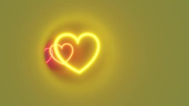 Flying Heart Ring Tunnel Rainbow Glowing Illumination Tube Seamless Loop — Video Stock