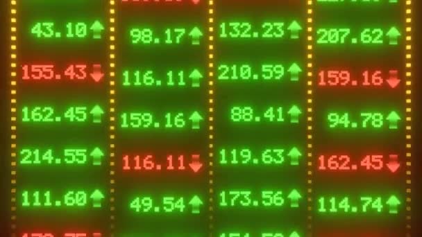 Red Green Stock Market Tickers Finance Screen Data Numbers Moving — Stok Video