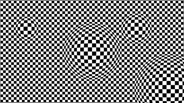 Czarno Biały Zniekształcony Wzór Szachownicy Porusza Iluzję Optyczną Streszczenie Tekstury — Zdjęcie stockowe