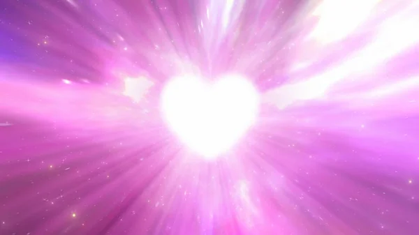 Love Heart Shape Light Speed Szybkie Poruszanie Się Zewnętrzny Tunel — Zdjęcie stockowe