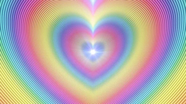 Rainbow Heart Gradient Wave Love Pulses Emanate Center Tunnel Textura — Fotografia de Stock