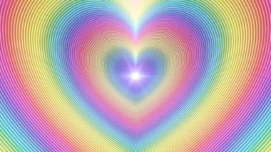 Gökkuşağı Kalp Gradyan Dalgası Aşk Darbeleri Merkez Tünel 'den Emanate - 4K Kusursuz VJ Döngüsüz Arkaplan Animasyonu