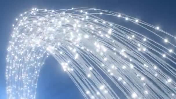 Fiber Optisk Kabel Med Digital Dataöverföring Flytande Information Sömlös Loop — Stockvideo
