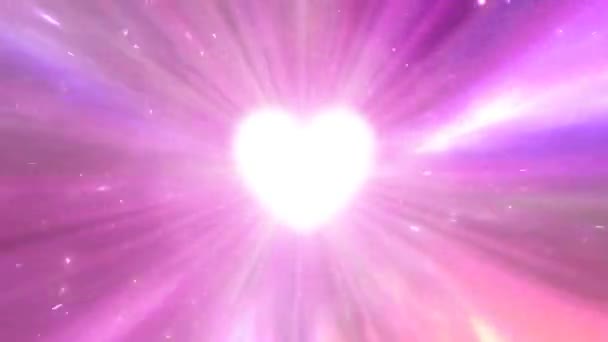 Kärlek Hjärta Form Ljus Hastighet Snabbgående Yttre Rymden Maskhål Tunnel — Stockvideo