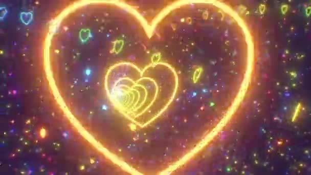 Веселка Хвиля Флуоресцентні Неонові Міні Побиття Серця Форма Тунельні Вогні — стокове відео