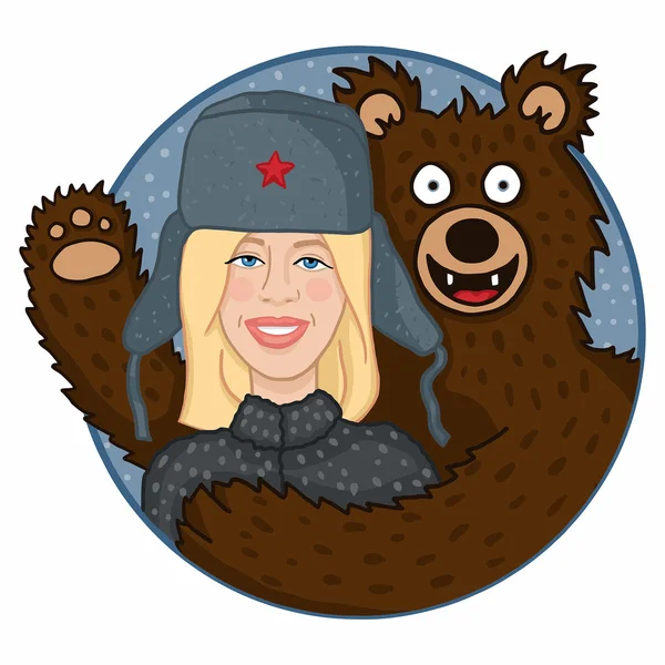 Blonde fille avec un ours — Image vectorielle