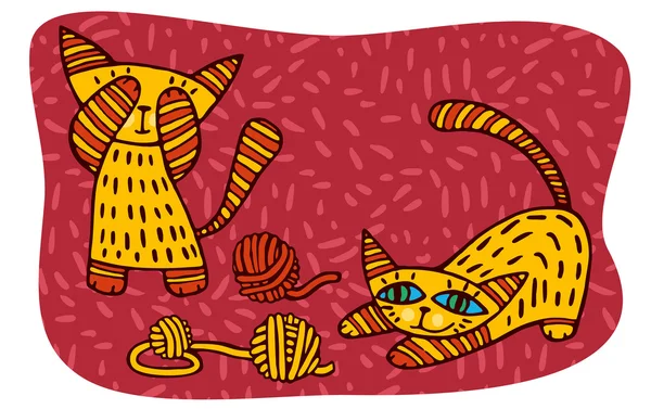 Chat jaune jouer — Image vectorielle