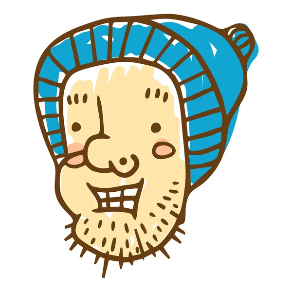 Портрет бородатого человека в кепке рыбака — стоковый вектор