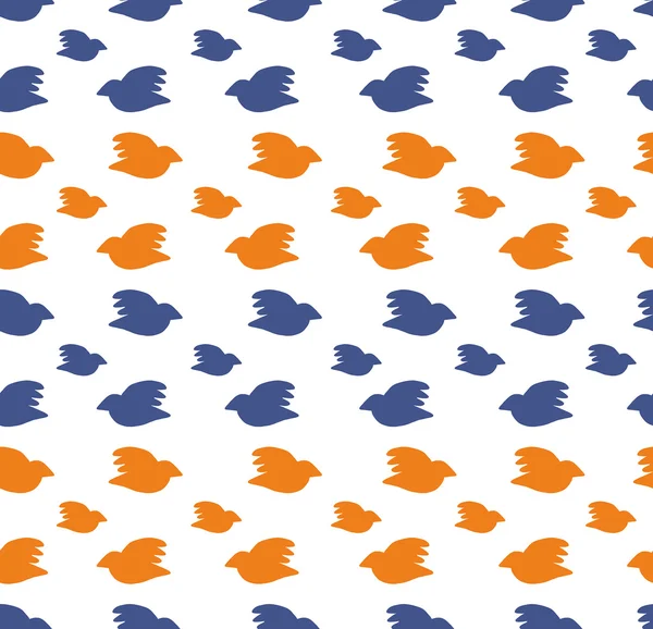 Modèle d'oiseaux bleus et oranges — Image vectorielle