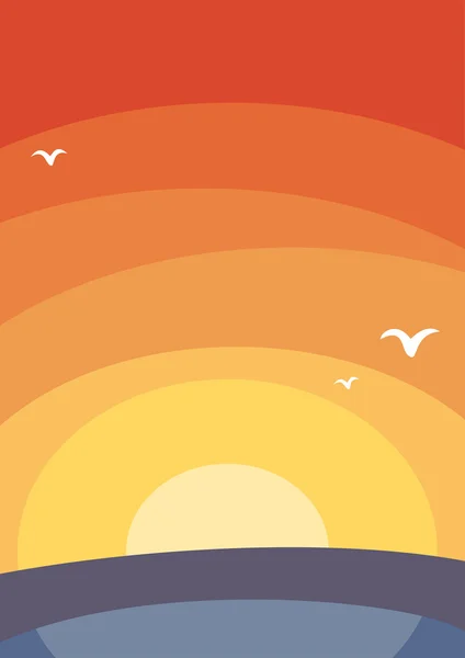 Poster tramonto paesaggio marino — Vettoriale Stock