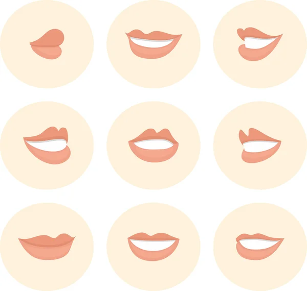 Conjunto rosa de lábios femininos — Vetor de Stock
