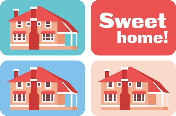 Sweet home set in colori rosa e blu — Vettoriale Stock